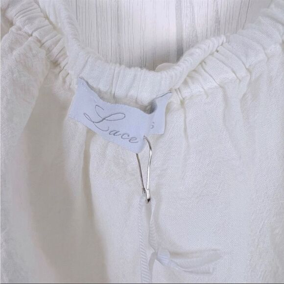 NWT Lace Top & Short Set Embroidered 100% Cotton White Blue Size S - Picture 9 of 9